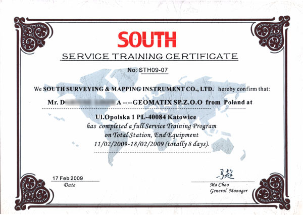 SOUTH Service Training 2009 - Tachimetry elektroniczne i osprzęt