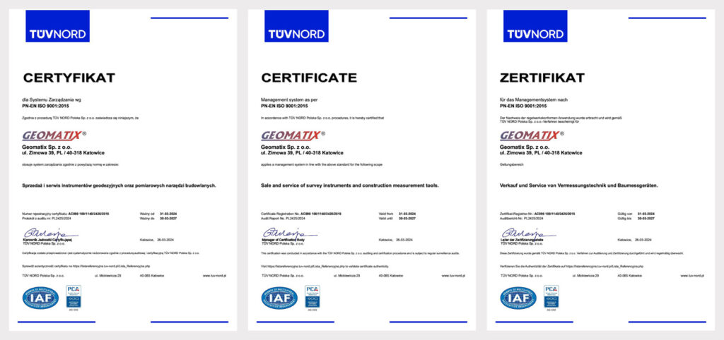 Certyfikat ISO9001 PL/EN/DE